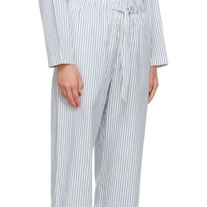 TEKLA White & Blue Drawstring Pants Sz M